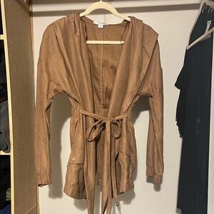 FAVLUX Tan Hooded Utility Jacket with Belt